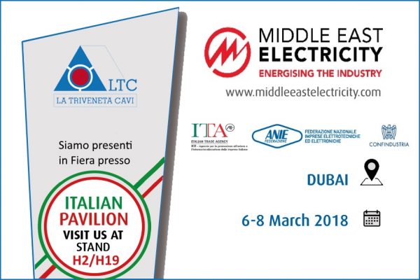 La Triveneta Cavi will take part at the Middle East Electricity  | Dubai, 6th-8th March 2018